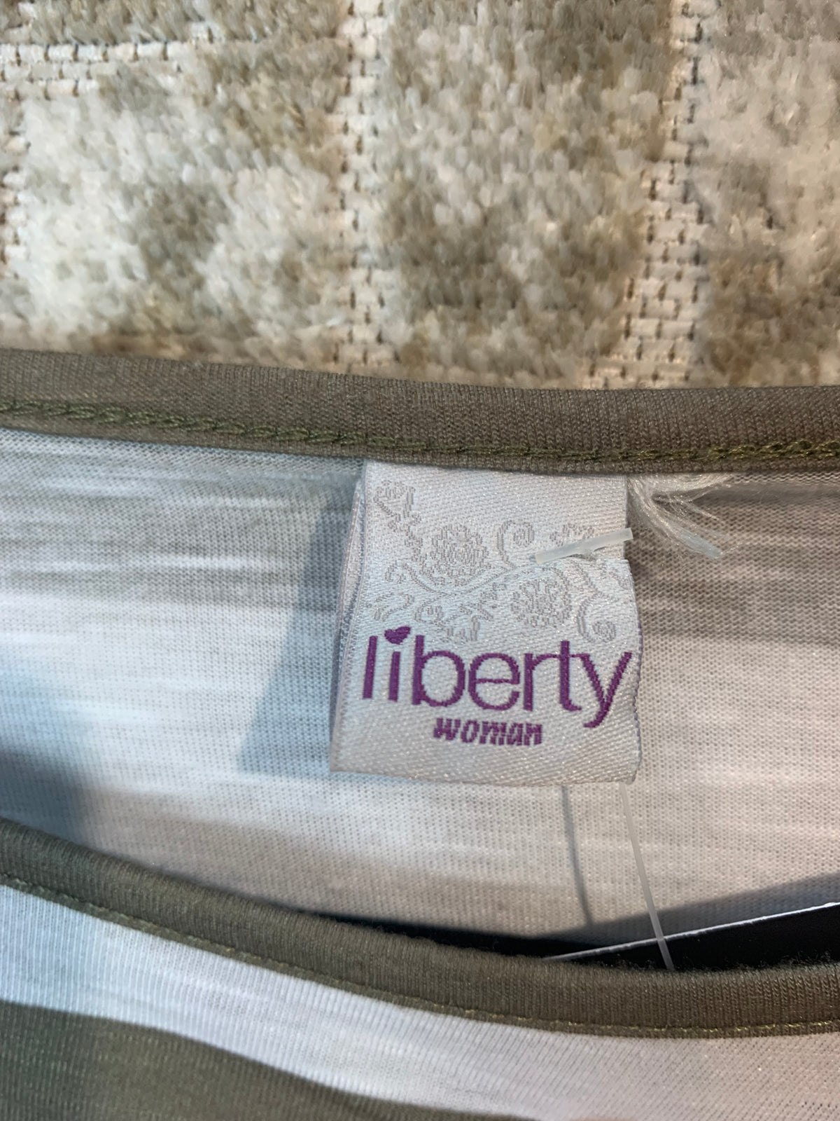 Liberty Woman Striped Slogan Top