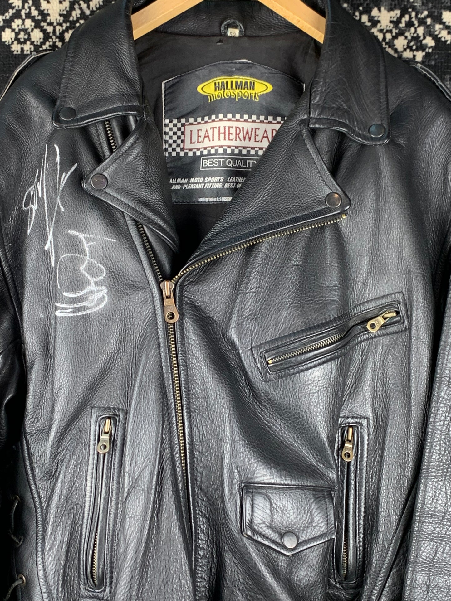 Men's Vintage Hallman Leather Biker Jacket Autographed by Udo & Stefan Kaufmann of Accept