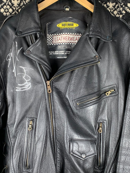 Men's Vintage Hallman Leather Biker Jacket Autographed by Udo & Stefan Kaufmann of Accept