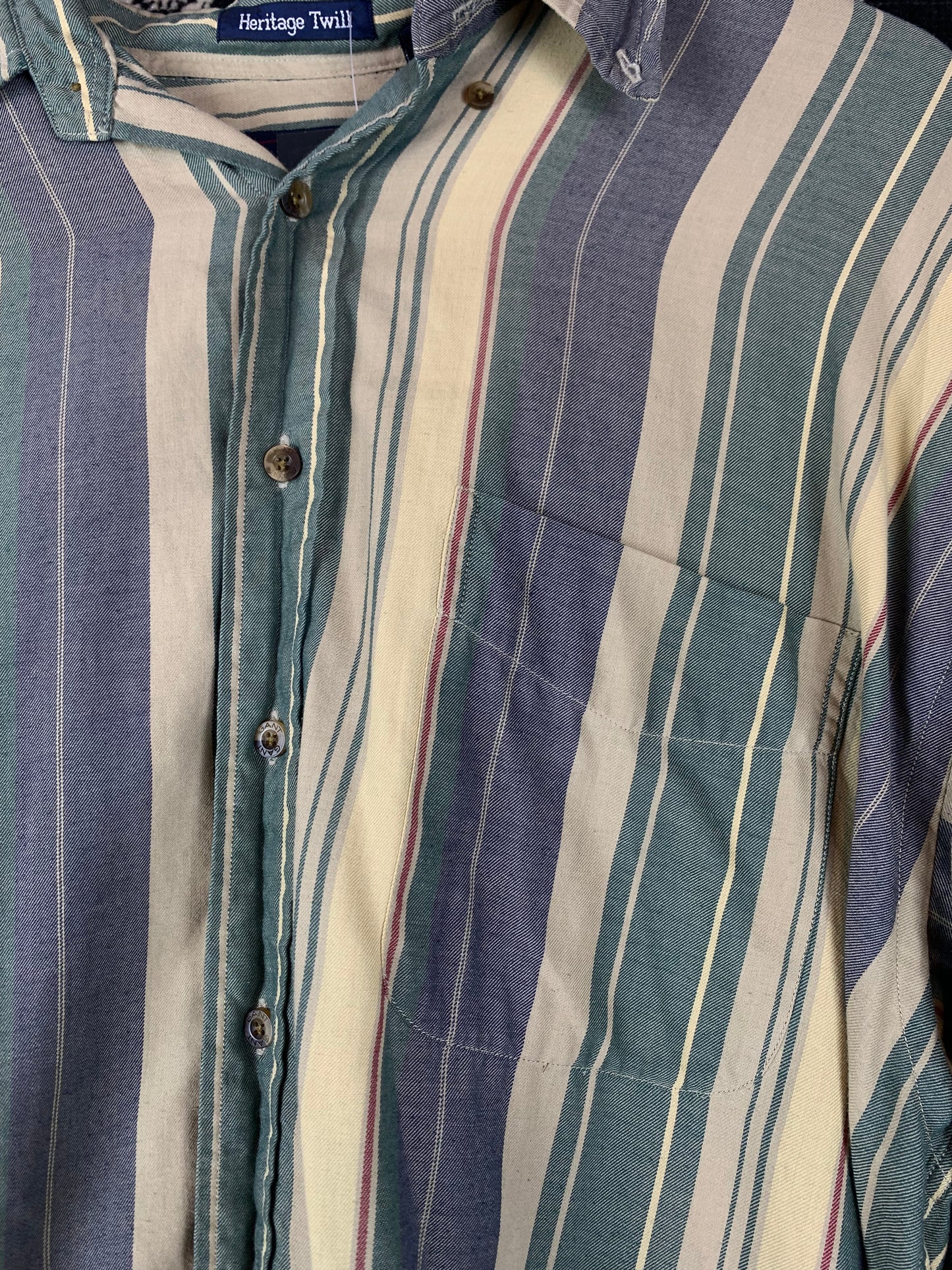 Men's Vintage Green Striped Longsleeve Shirt by GANT