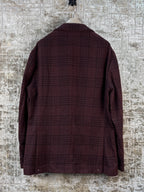 Brunello Cucinelli Plaid Check Burgundy Blazer