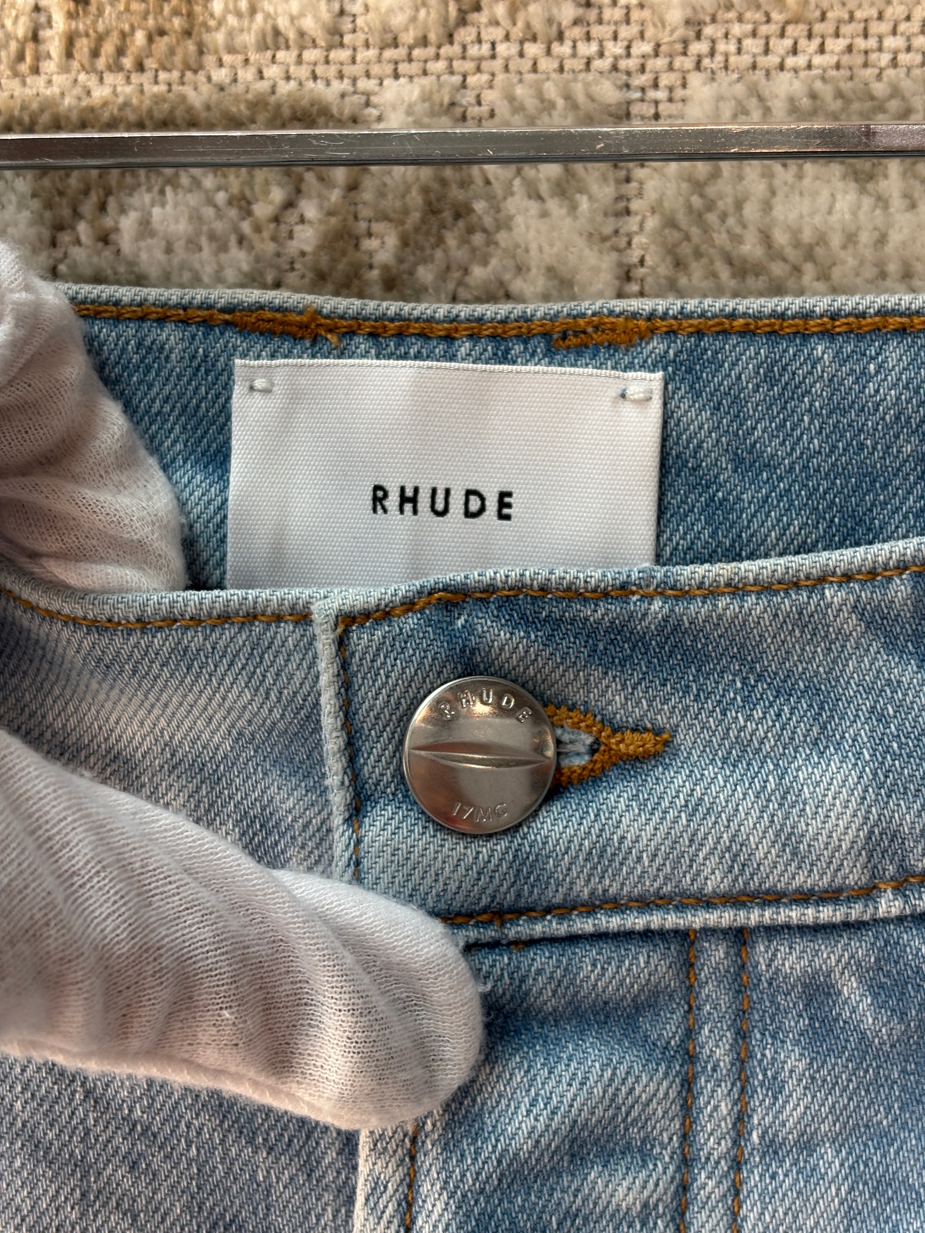 Rhude Wide Leg Light Wash Denim Jeans