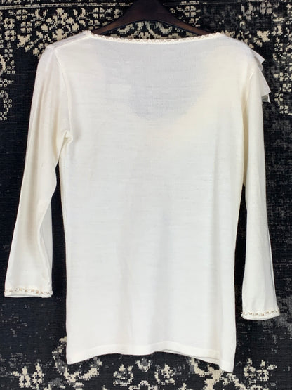 Women's Y2K Vintage White Knit Long Sleeve Top