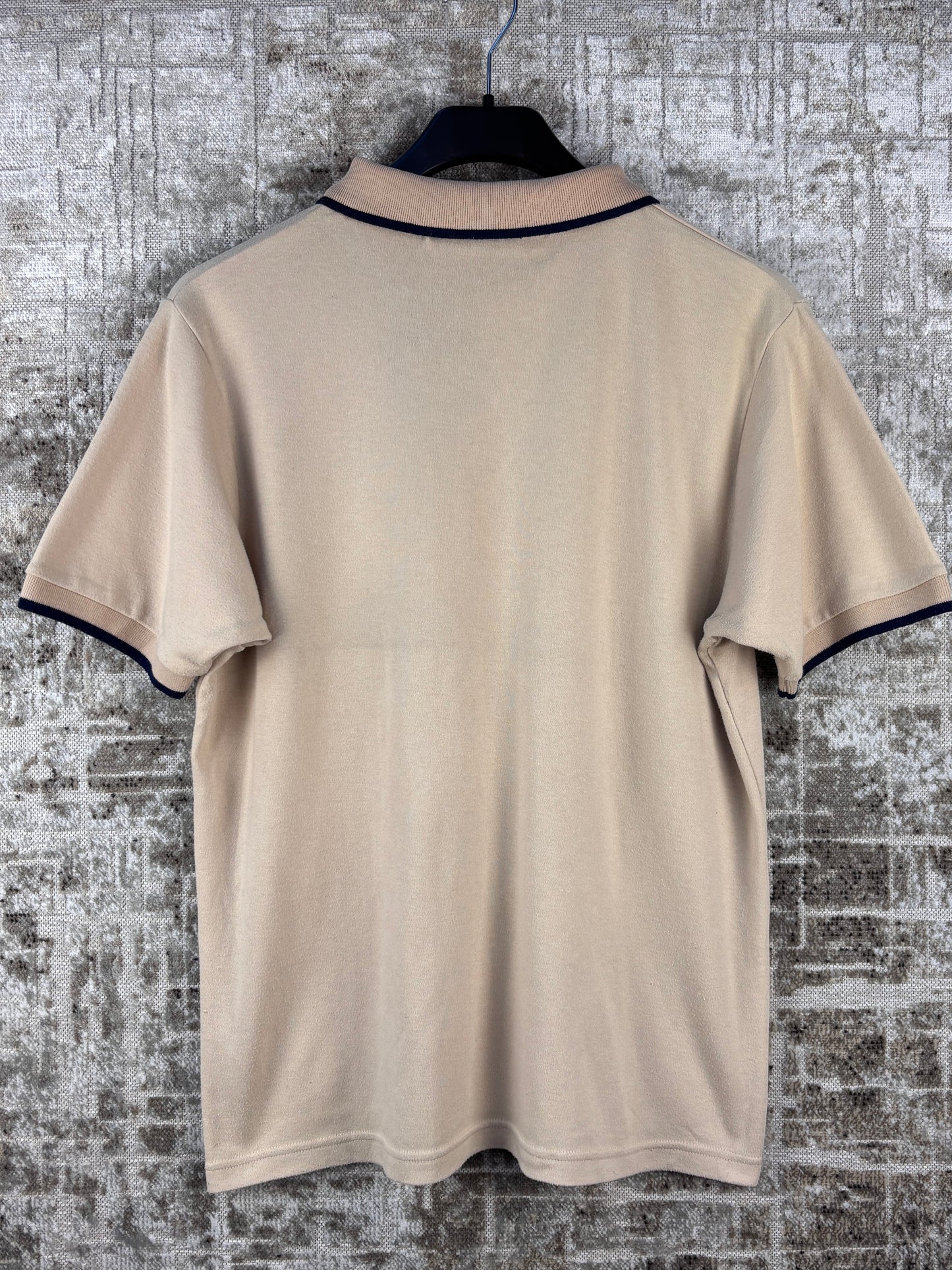 Mens Vintage Beige Golf Embroidered Polo Shirt