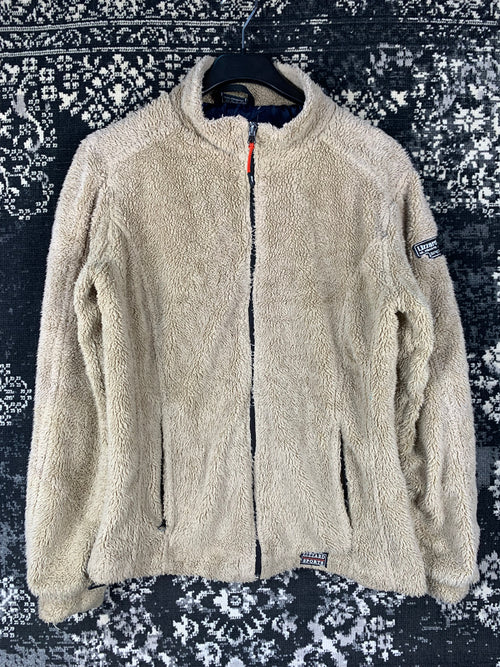 Men's Vintage Beige Zip-Up Fleece Jacket
