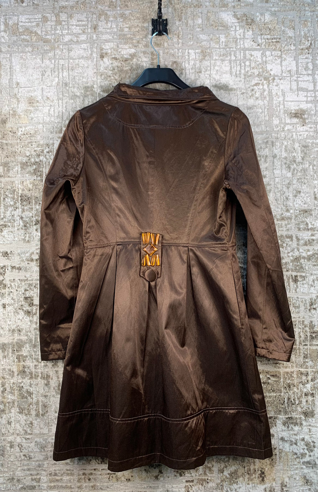 Women's Vintage Y2K Brown Shiny Beaded Light Coat