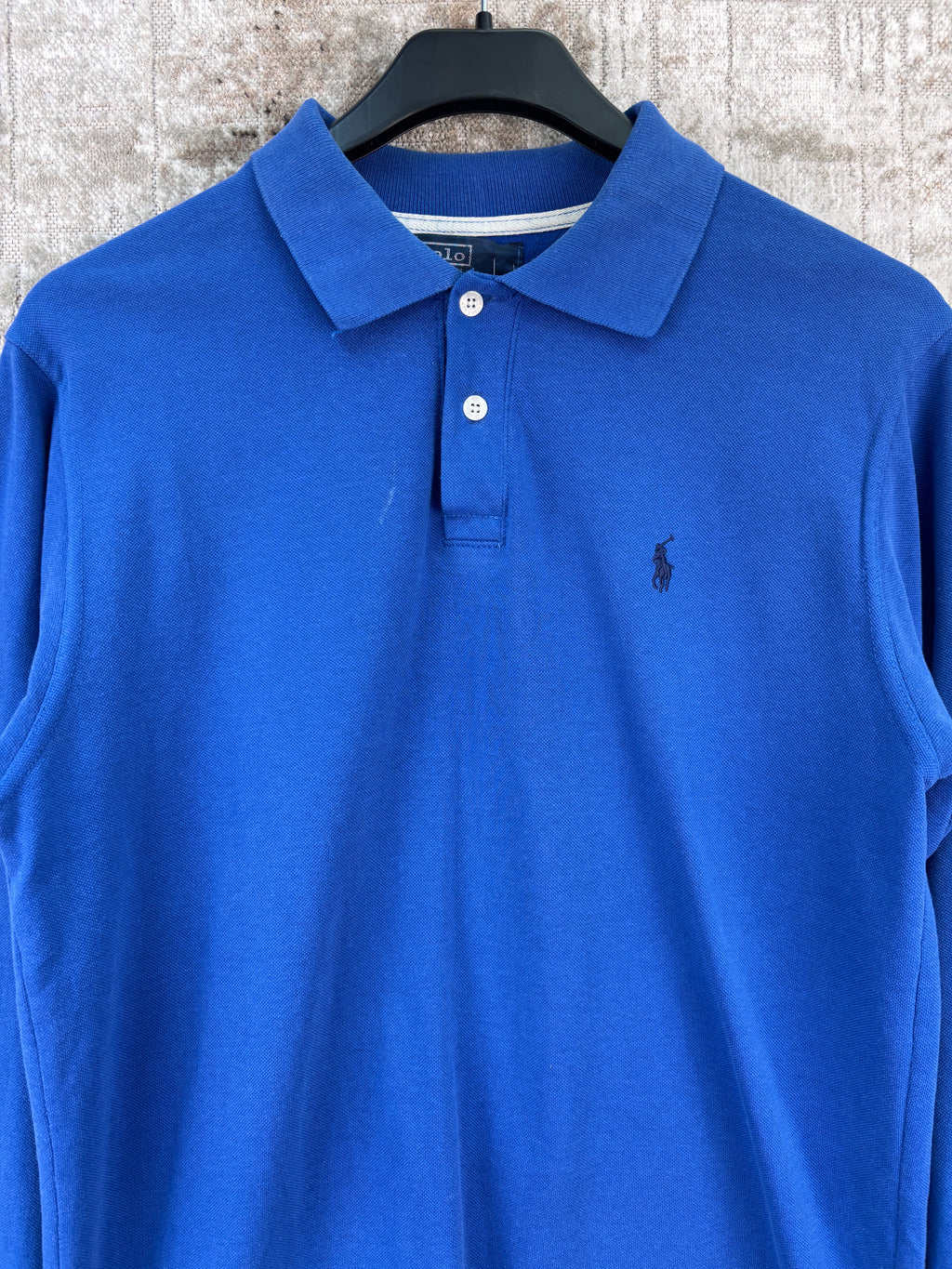 Mens Vintage Polo Ralph Lauren Blue Long Sleeve Polo Shirt