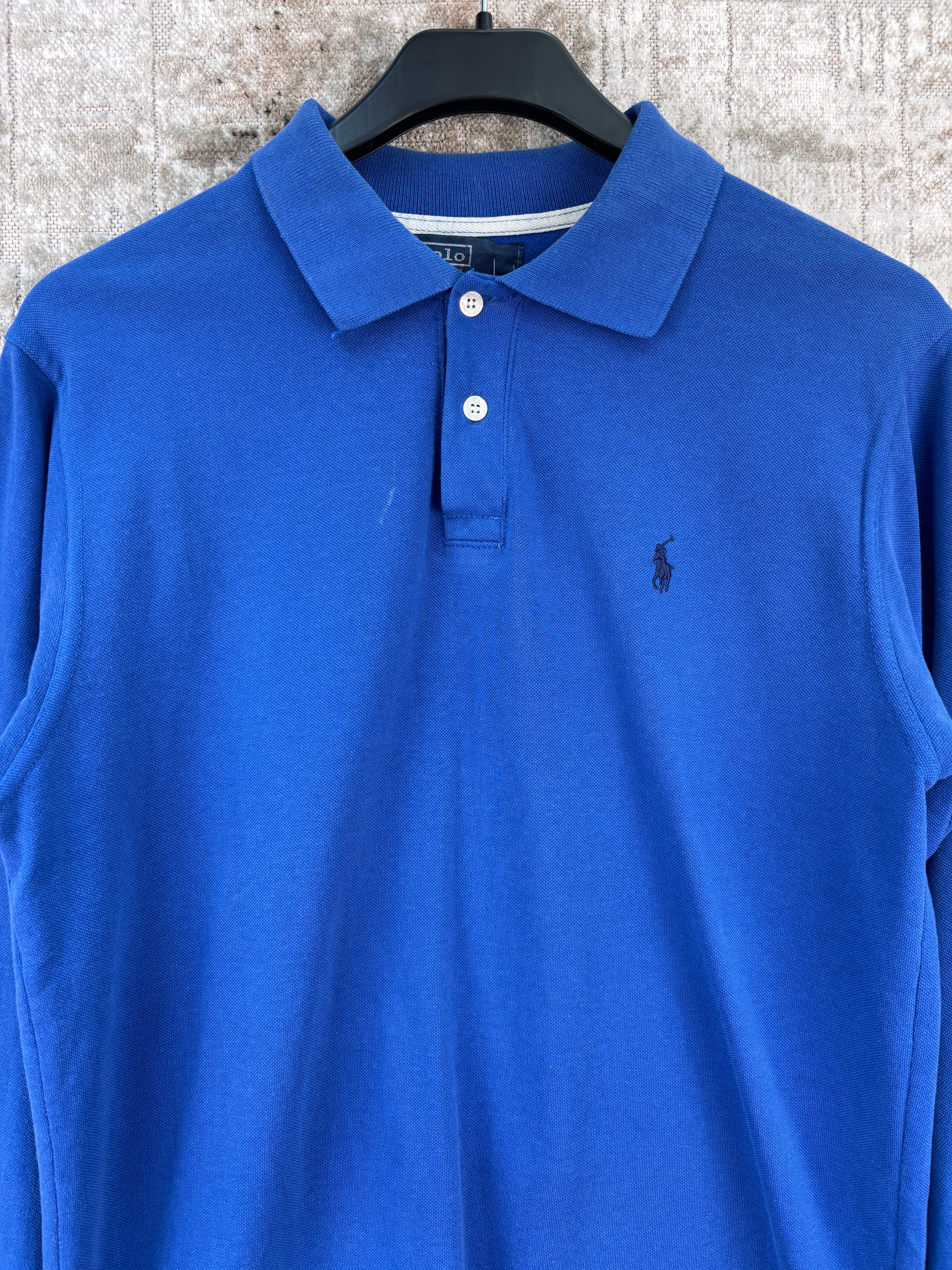 Mens Vintage Polo Ralph Lauren Blue Long Sleeve Polo Shirt