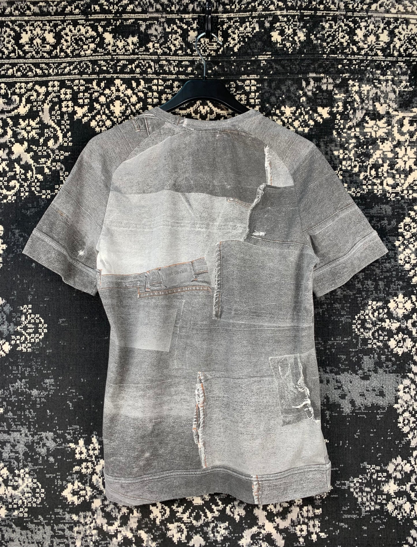 Men's Vintage Just Cavalli Gray Graphic T Shirt