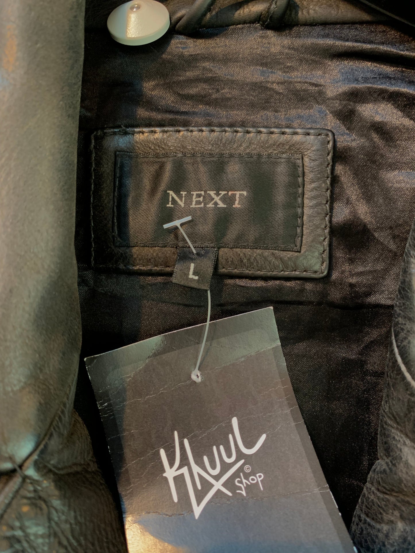 Vintage Men L Black Leather Coat By Next