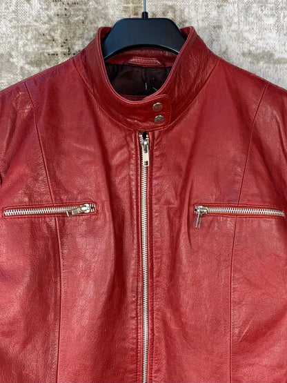 Women's Dark Red Leather Jacket