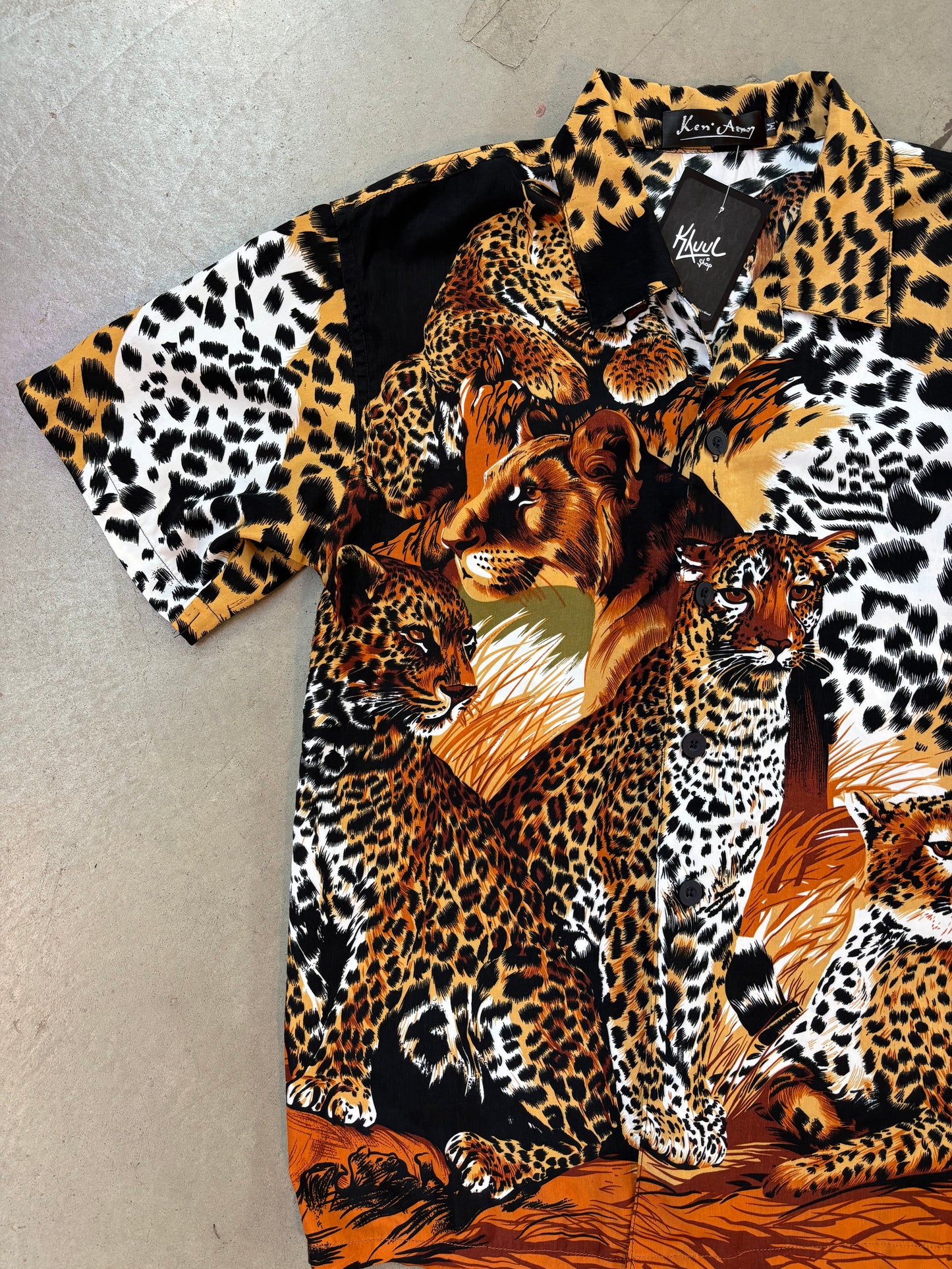 Vintage Ken Avery Men M Animal Print Shirt