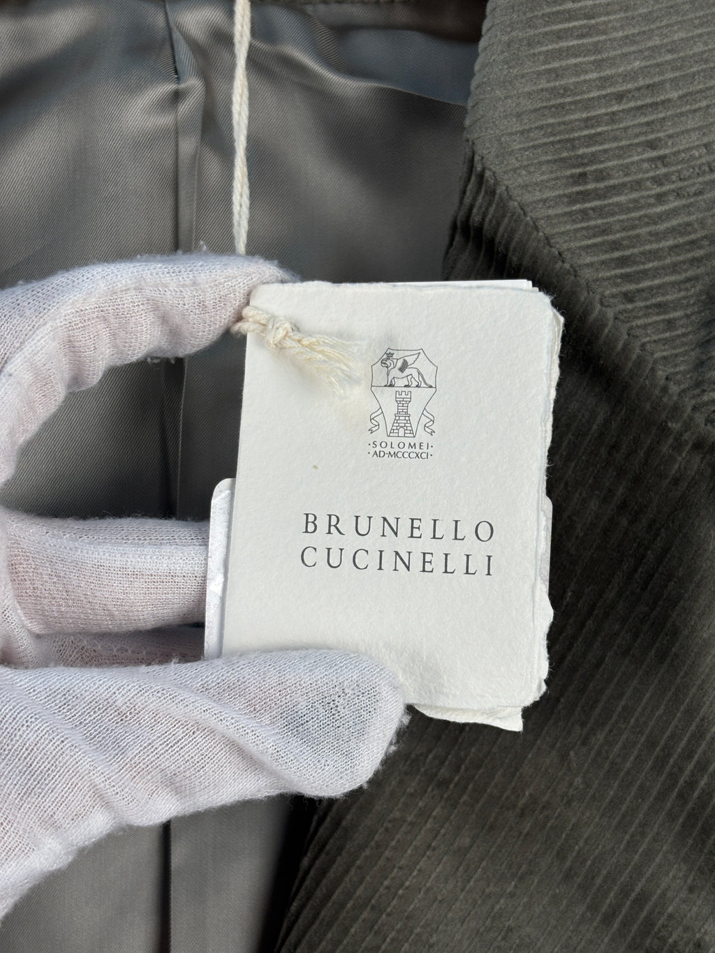 Brunello Cucinelli Corduroy Olive Green Blazer