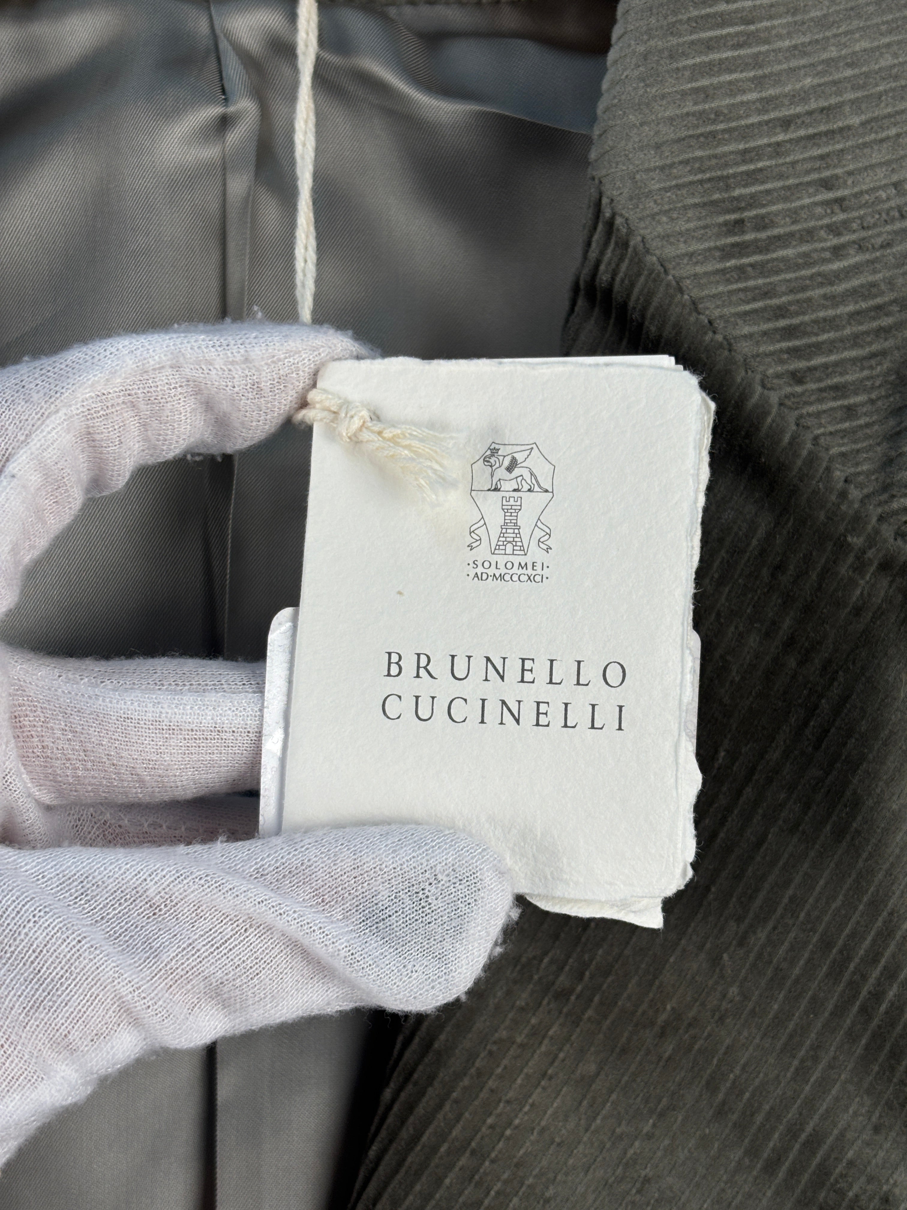 Brunello Cucinelli Corduroy Olive Green Blazer