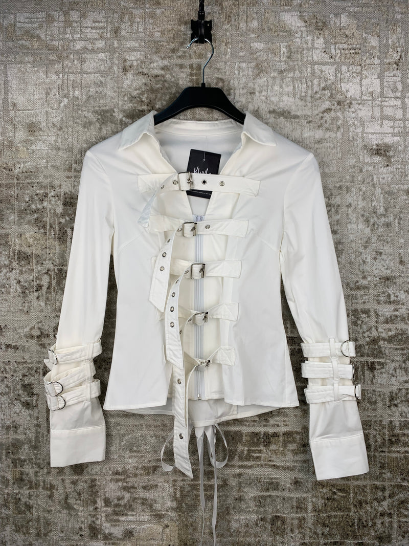 Womens Y2K White Napoleon Corset Jacket