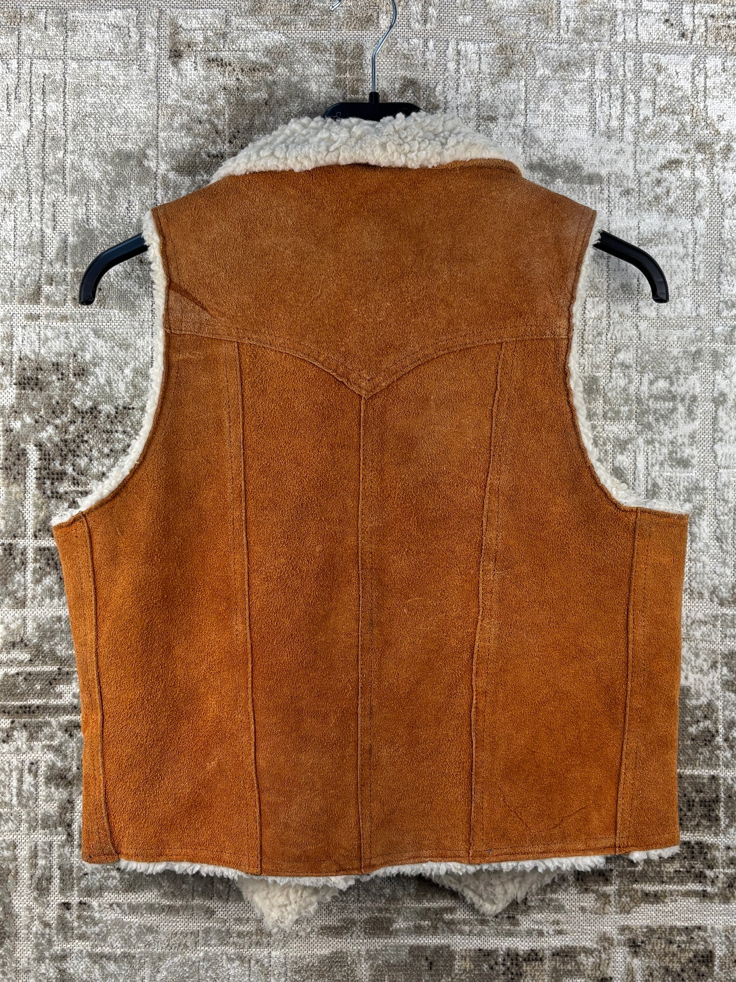 Vintage Unisex Suede Vest Sherpa Lined