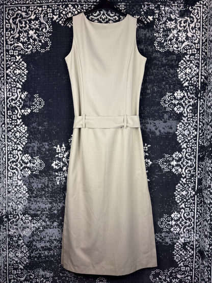 Women's Y2K Style Coffee Brown Long Sleeveless Dress with Belt