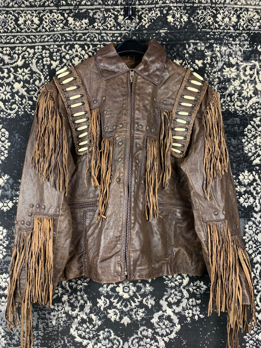 Men's Vintage Leather Gallery Brown Cowboy Jacket