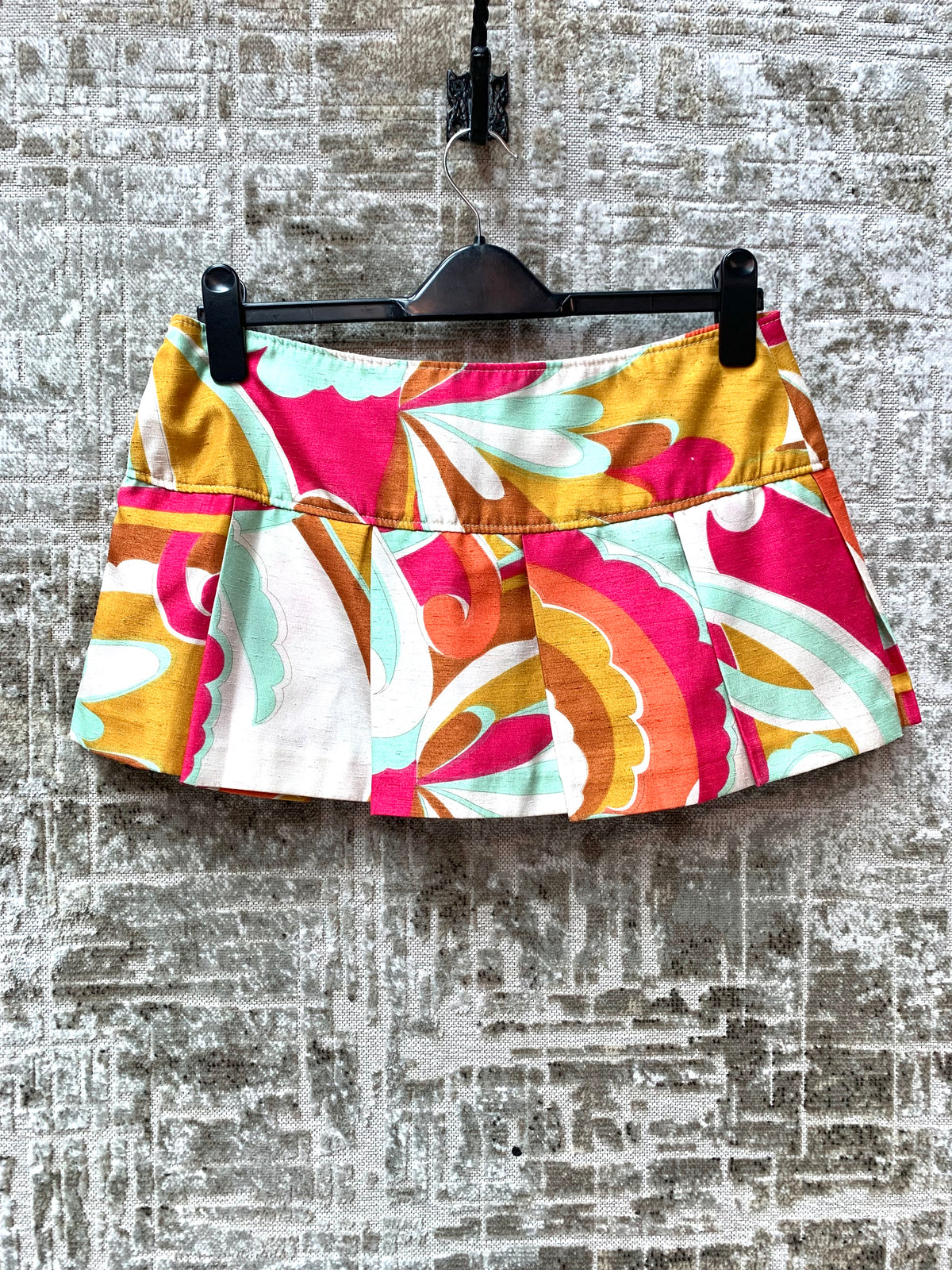 Miss Sixty Y2K Abstract Print Pleated Mini Skirt