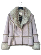 Y2K Faux Fur Trim Suede Jacket