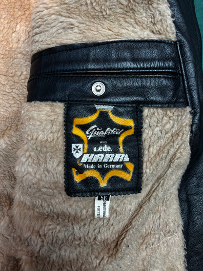 Vintage German Harr Black Leather Biker Jacket