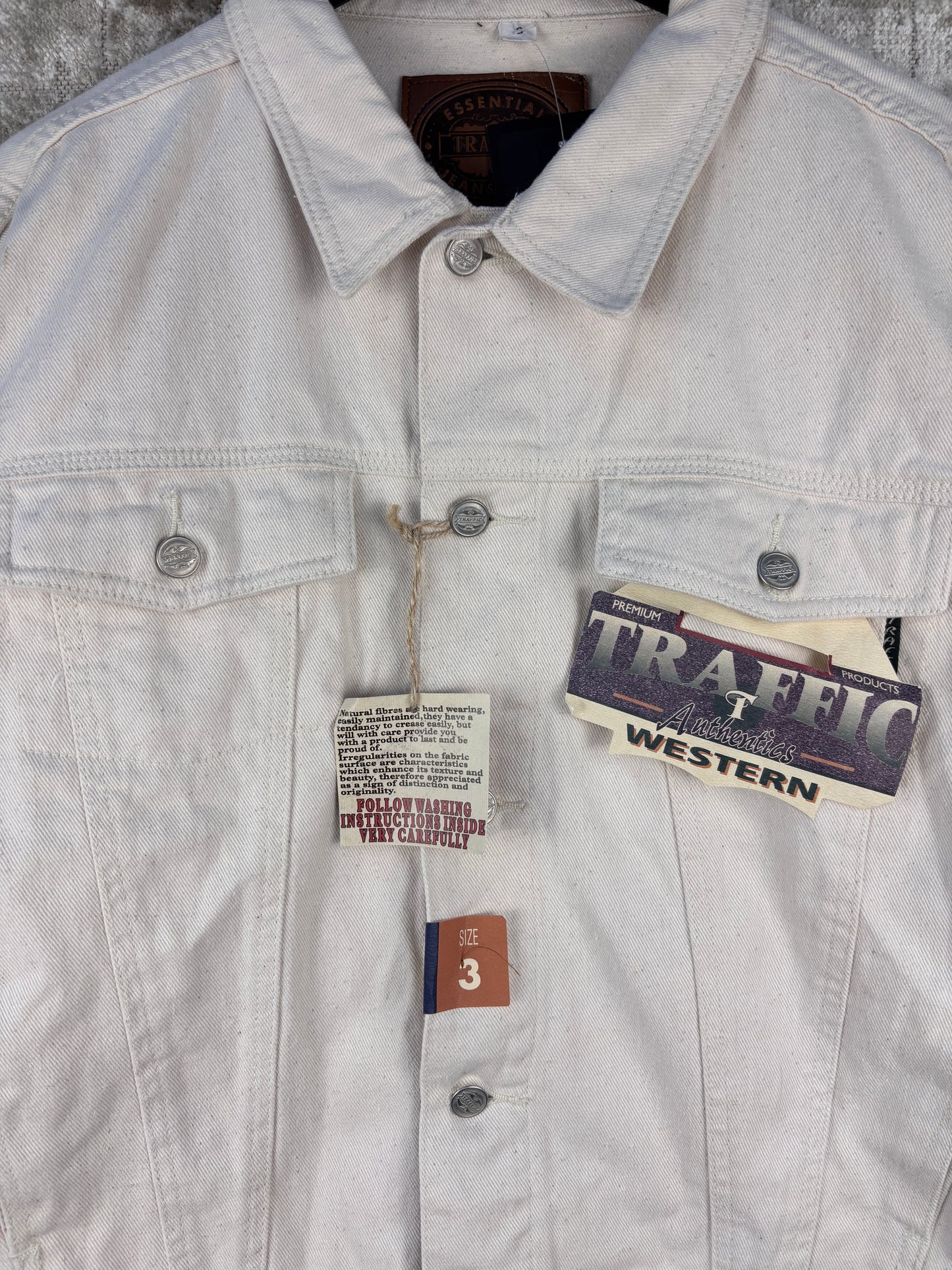 Mens Vintage Traffic Jeanswear Off White Denim Jacket