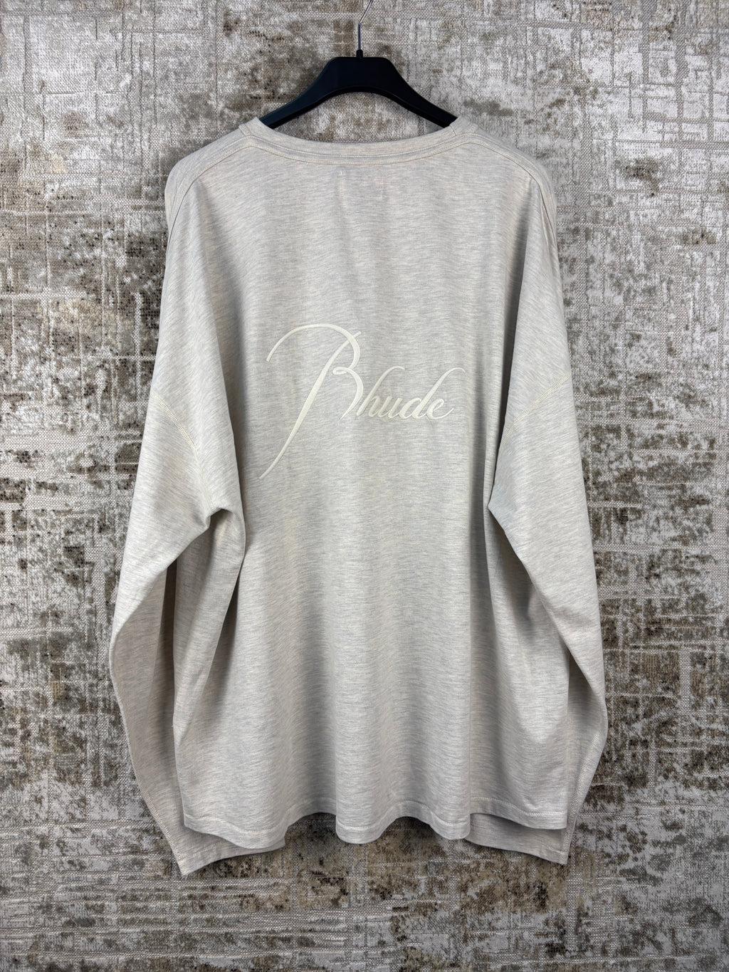 Rhude Men's Gray Embroidered Logo Long Sleeve T Shirt