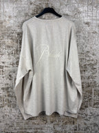 Rhude Men's Gray Embroidered Logo Long Sleeve T Shirt