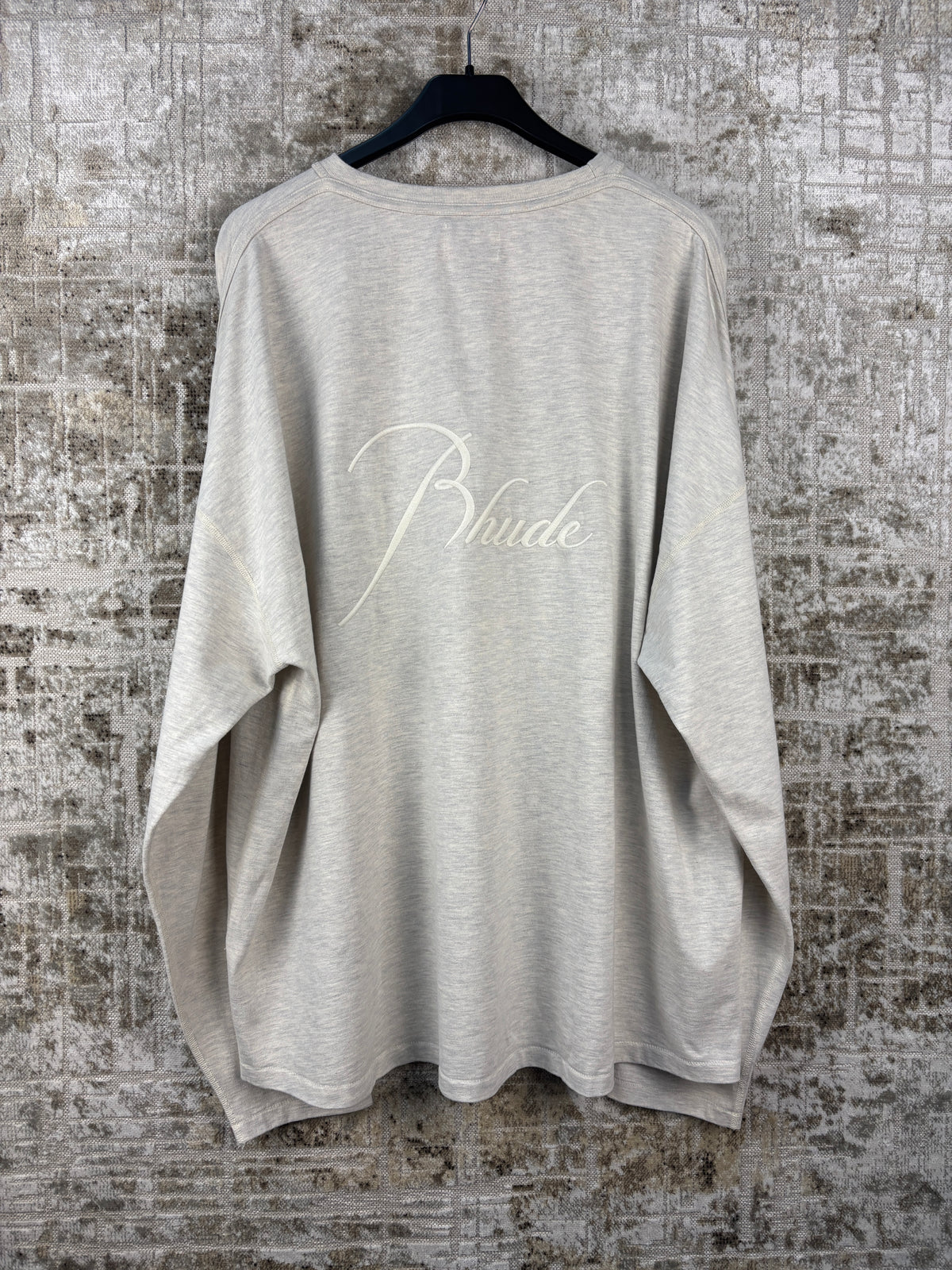 Rhude Men's Gray Embroidered Logo Long Sleeve T Shirt