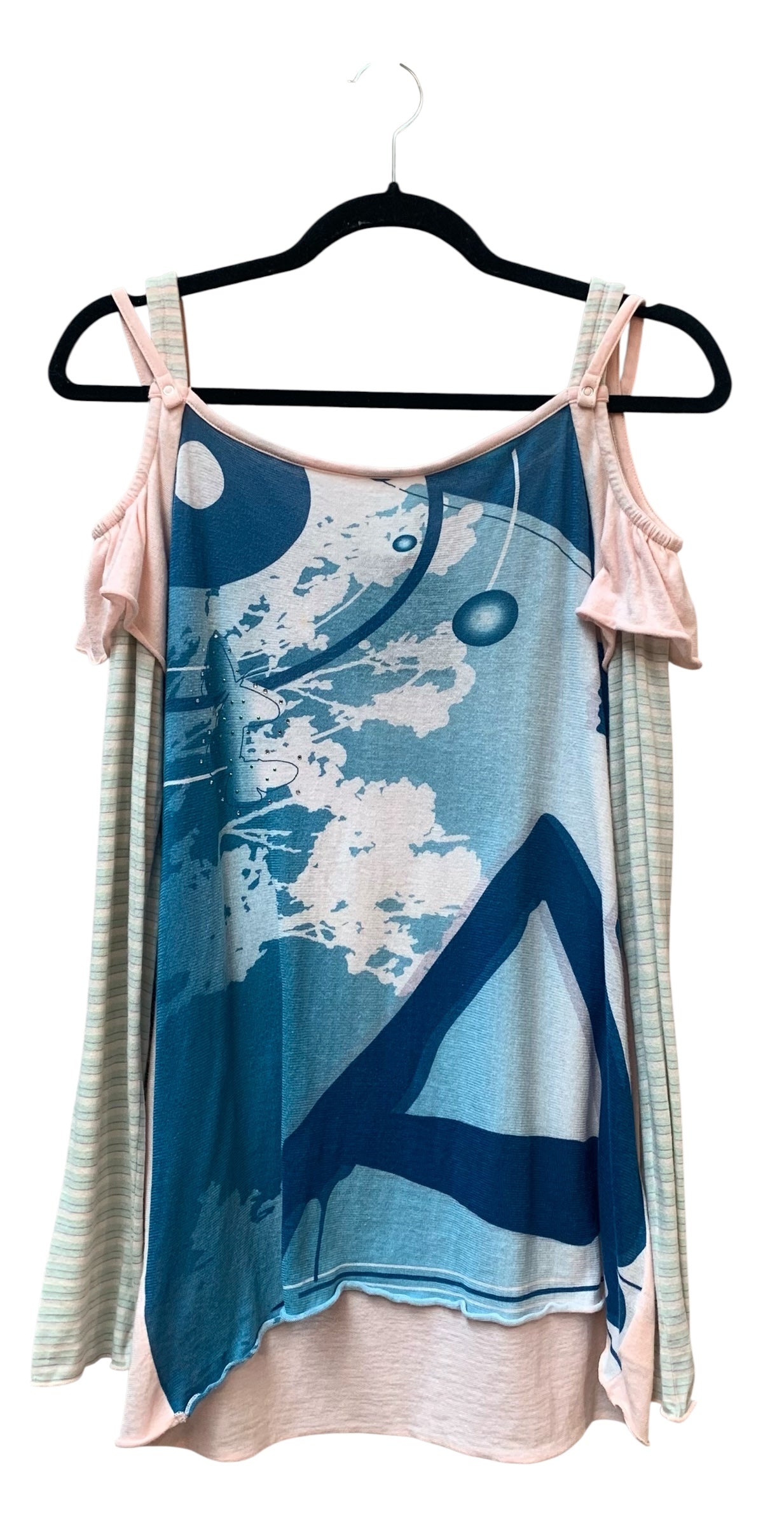 Y2K Graphic Cold-Shoulder Top
