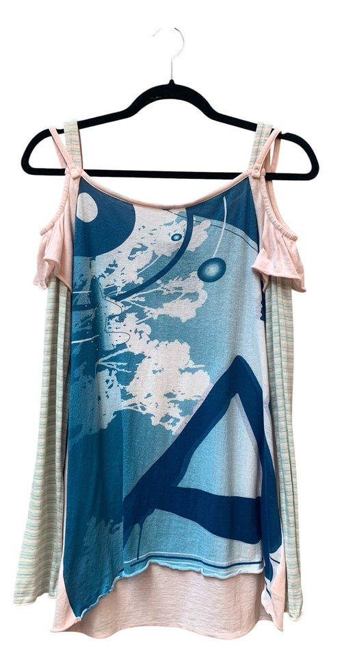 Y2K Graphic Cold-Shoulder Top