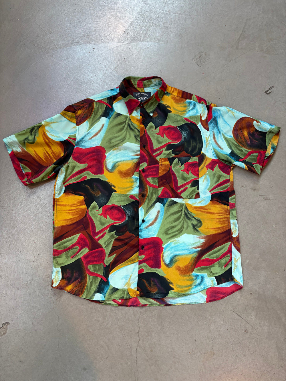 Vintage Otero Hernandez Multicolor Abstract Print Shirt