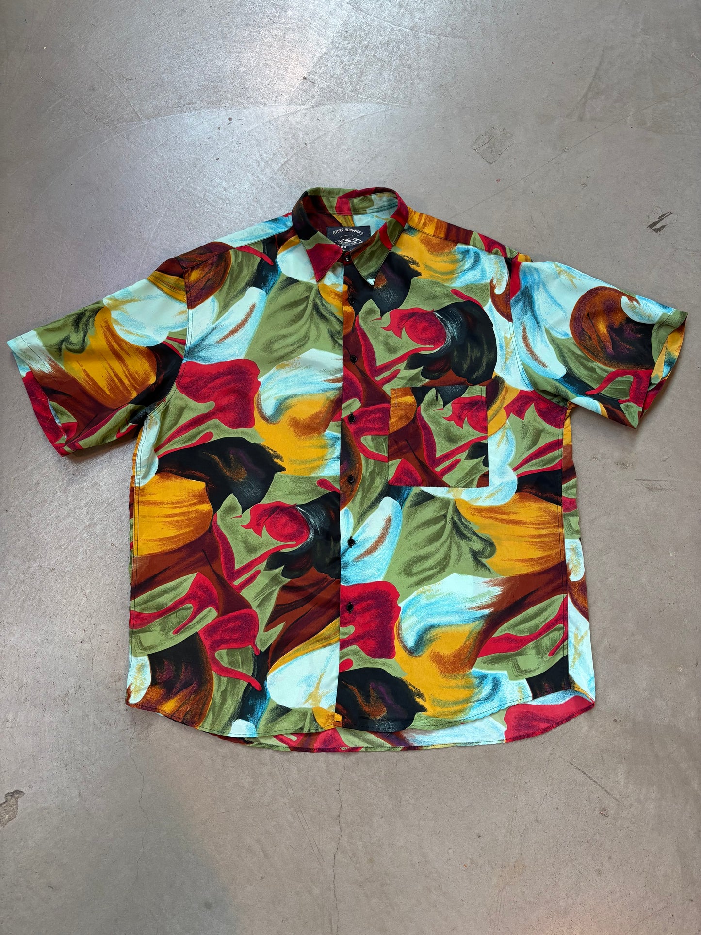 Vintage Otero Hernandez Multicolor Abstract Print Shirt