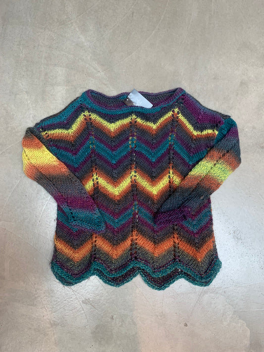 Vintage Chevron Rainbow Knit Sweater