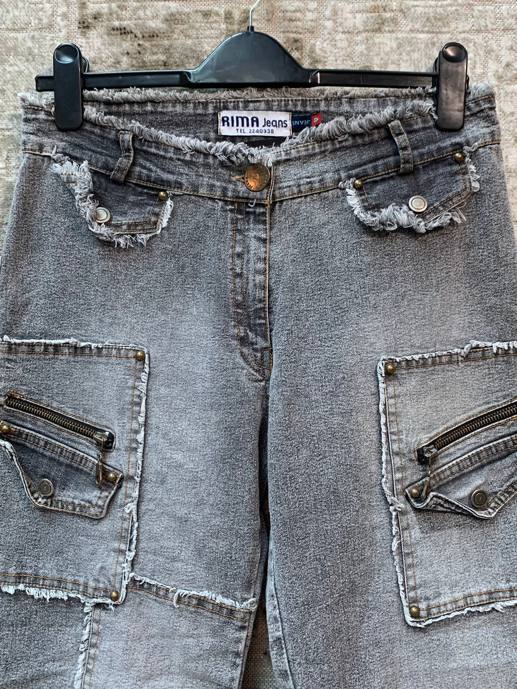 Rima Jeans Y2K Frayed Cargo Capri Jeans
