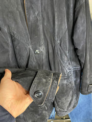 Vintage Karl Lagerfeld Leather Coat Mens XL Italy Navy Premium
