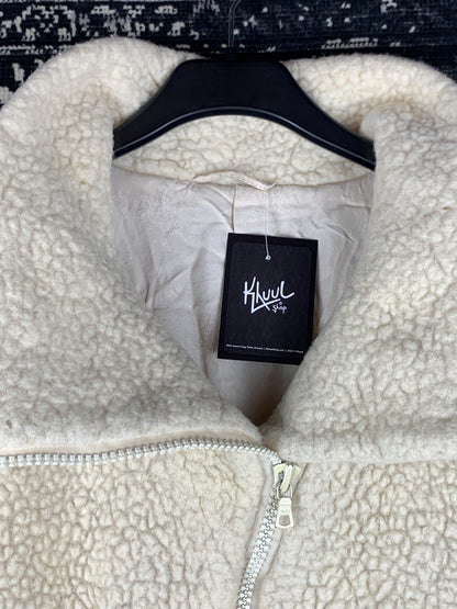 Women's Beige Lamb Wool Zip Jacket by Pallana