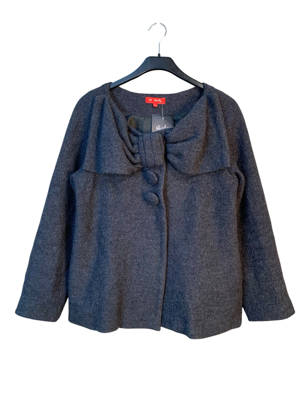 K Derhy Wool Bow-Collar Swing Jacket
