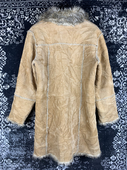 Women's Y2K Light Brown Long Corduroy Coat
