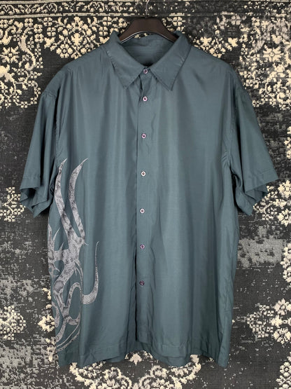 Mens Y2K Santino Tribal Button Up Shirt