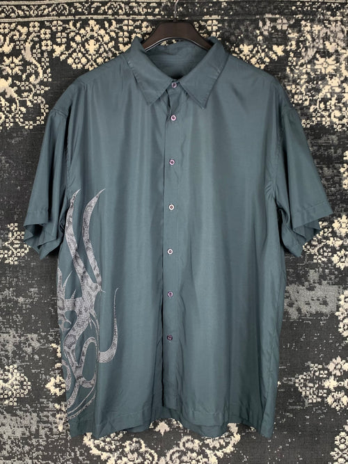 Mens Y2K Santino Tribal Button Up Shirt