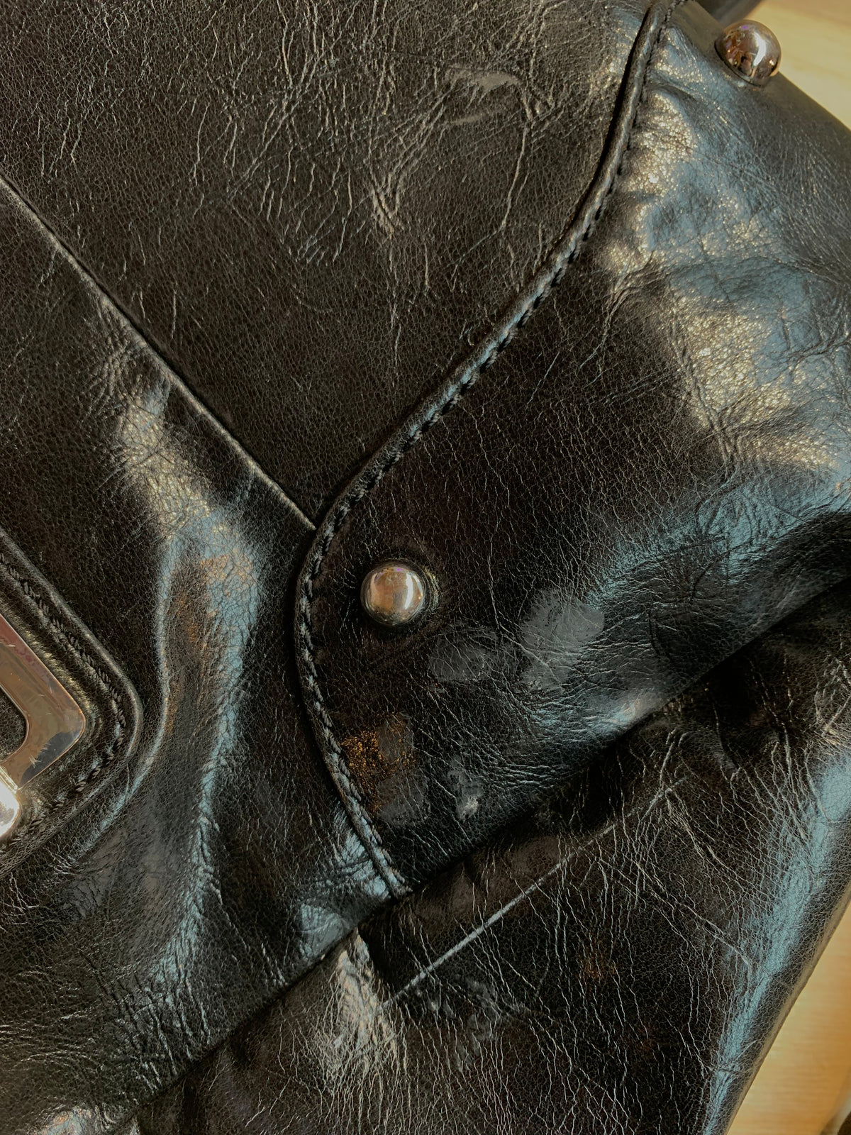 Guess Black Leather Slouchy Shoulder Bag