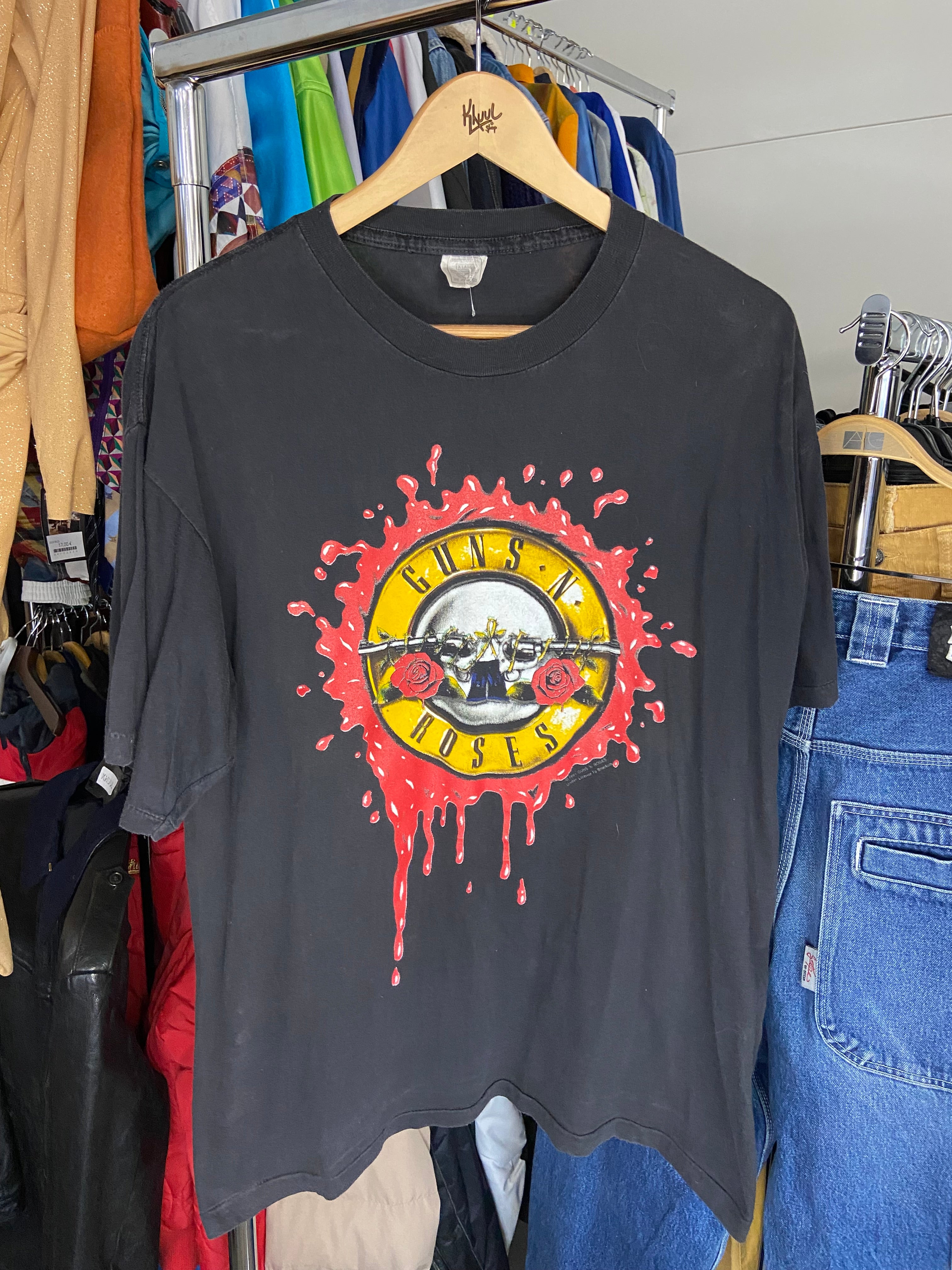 Vintage Guns N Roses Short Sleeve Shirt 1991 XL Mens Cotton Band