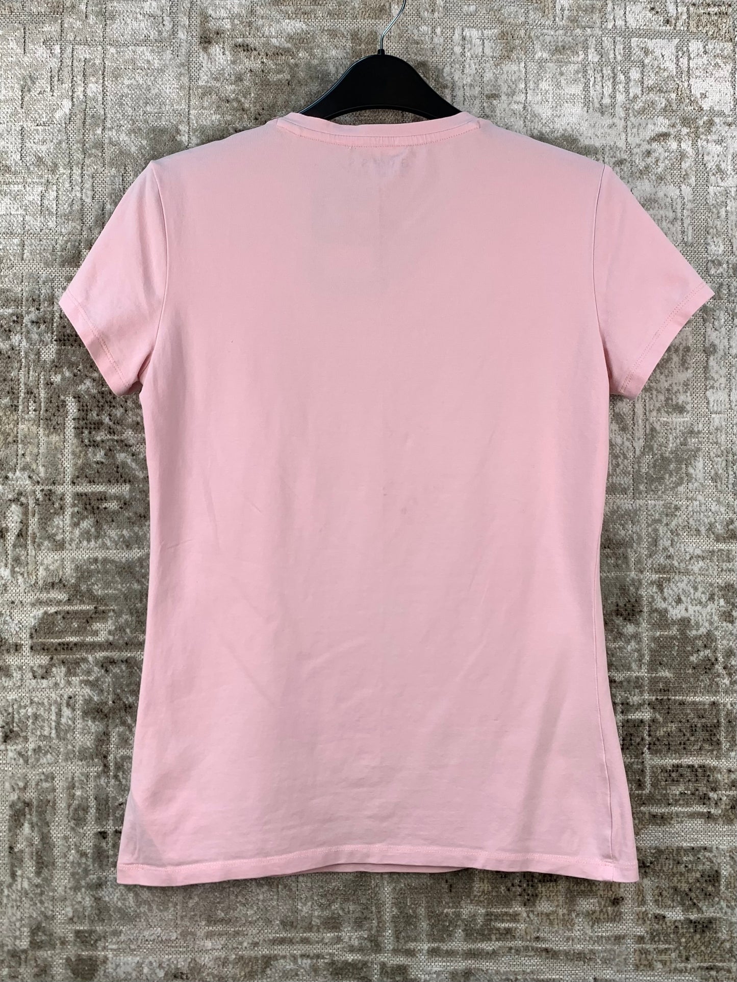 Womens Y2K Guess Icon Pink Rhinestone T Shirt
