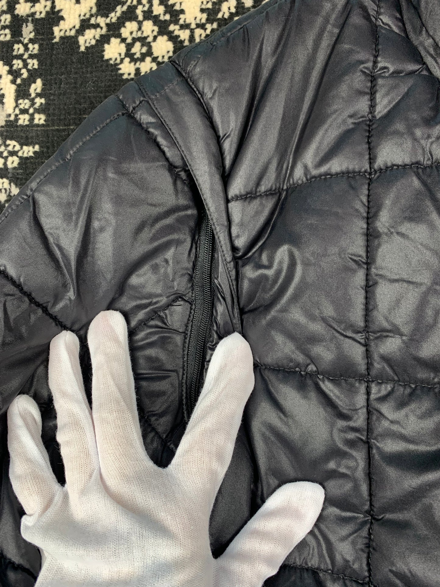 Puma Black Quilted Jacket with Gold Zip Detail