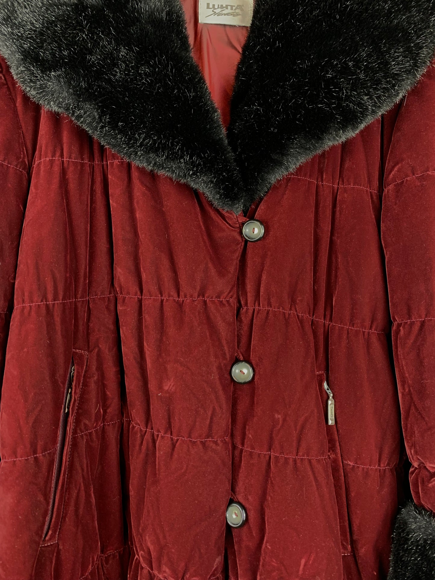 Women’s Vintage Luhta Studio Burgundy Quilted Coat