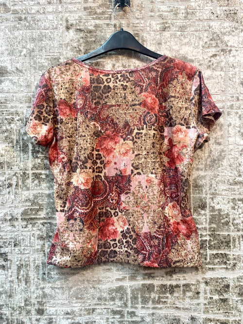 Classic Floral Paisley Leopard Velvet Top