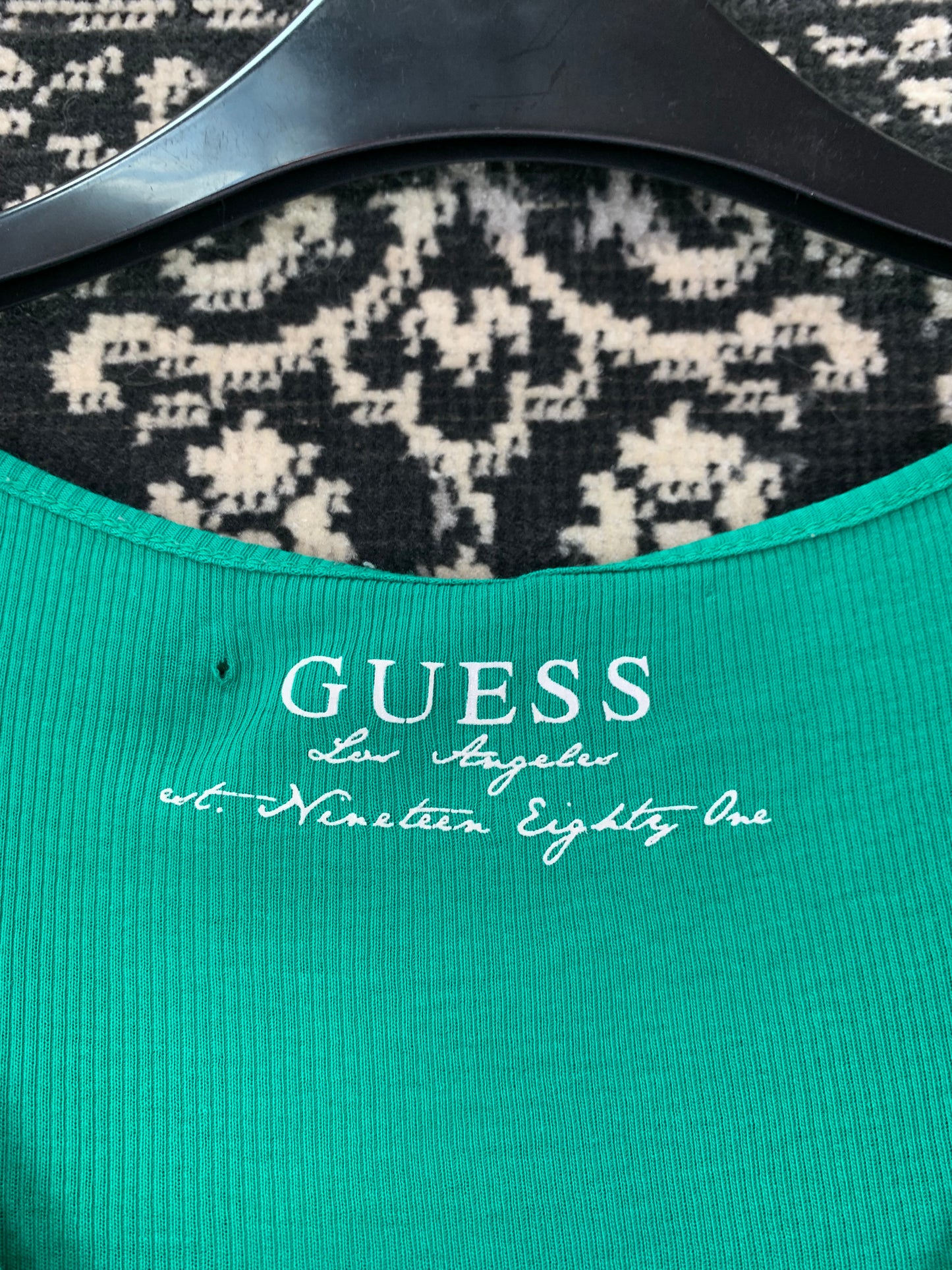 Women's Green Guess Sleeveless Ribbed Tank Top