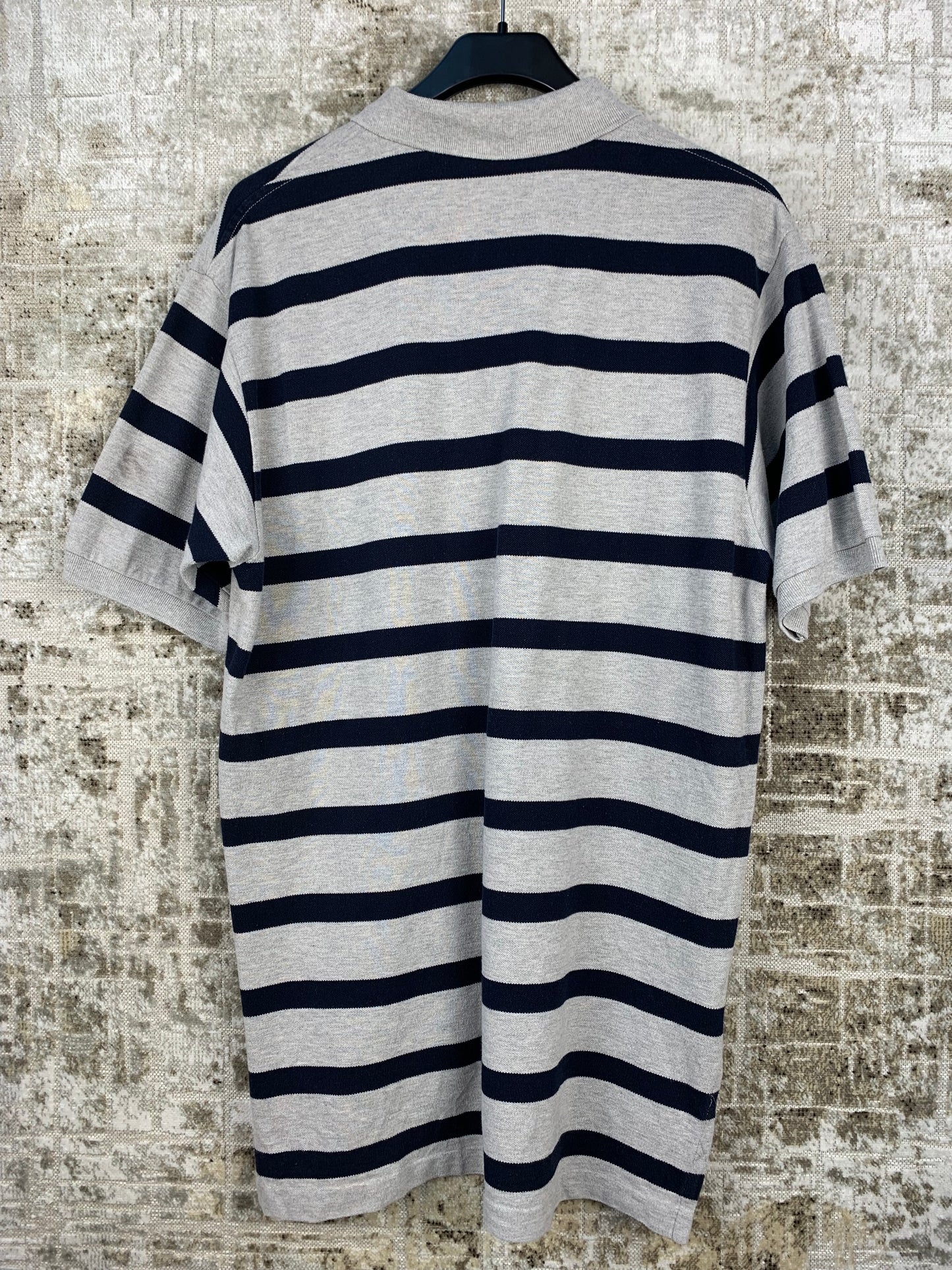 Mens Vintage Grey and Navy Striped Polo Ralph Lauren Shirt