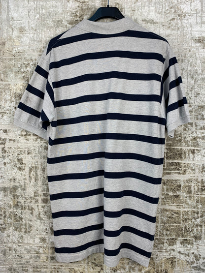 Mens Vintage Grey and Navy Striped Polo Ralph Lauren Shirt